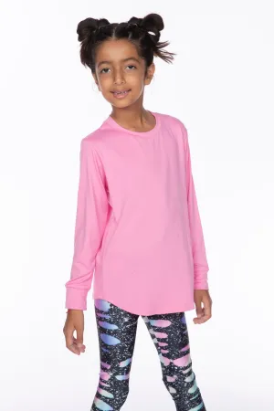 Simply Soft Long Sleeve Shirttail Top - Bubblegum Pink