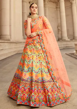 Traditional Multicolor Mirror Work Bridal Lehenga Choli